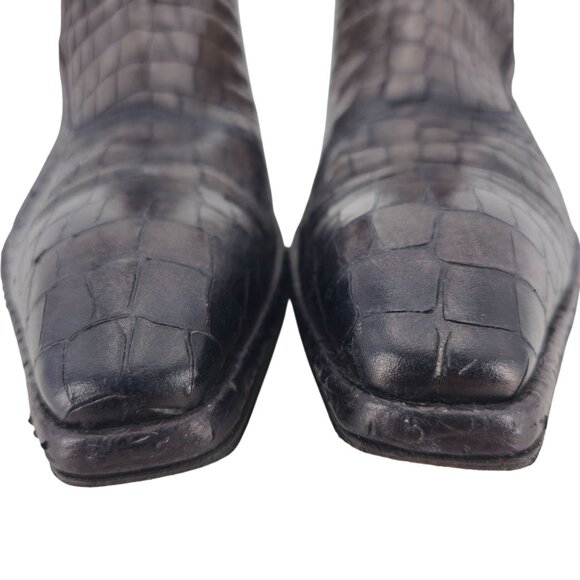 JO Ghost Crocodile Print Mens 13 US EU46 Gray Leather Zipper Ankle Boots Italy - Picture 8 of 16